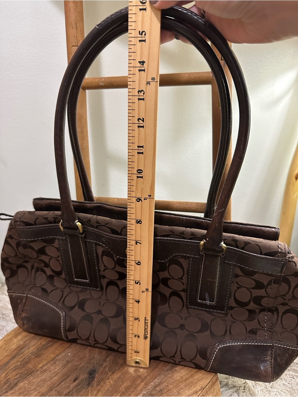 Coach Purse 11063 Brown Hampton Signature
Shoulder Tote Turnlock As Is Damaged - Picture 16 of 17